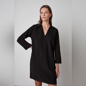 Velvet Gram & Spencer Lana Corduroy Shirt Dress Long Sleeves Mini Black